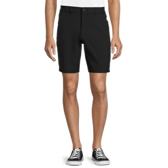 George Flat Front Shorts Men SZ 44 Black Mid-Rise Synthetic Elastic Waistband