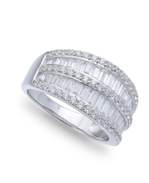 Cubic Zirconia Pave Baguette Ring (2-1/8 ct.t.w) in Sterling Silver