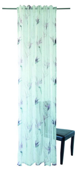Gardine transparent floral mauve blau