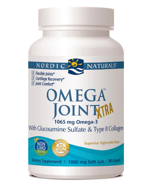 Nordic Naturals Omega Joint Xtra Комплекс с Омега-3, сульфатом глюкозамина и коллагеном II типа для восстановления хряща 10000 мг, 90 капсул