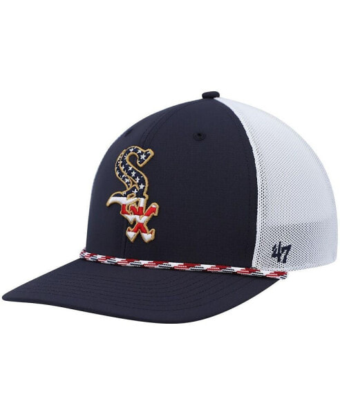Men's Navy and White Chicago White Sox Flag Fill Trucker Snapback Hat