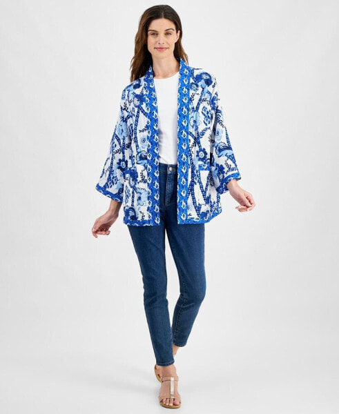 Women's Printed Reversible Open-Front Kimono, Created for Macy's