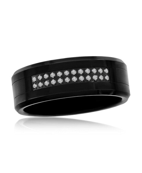Polished Double Row CZ Tungsten Ring