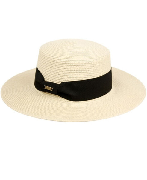 Unisex Flat Brim Boater Straw Sun Hat