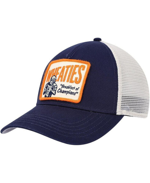 Men's Navy, Cream Wheaties Valin Trucker Snapback Hat