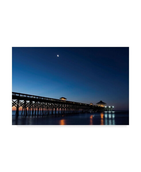 Danny Head Moon at Folly Beach Canvas Art - 37" x 49"