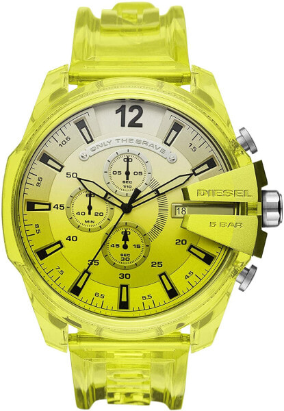 Мужские наручные часы с красным силиконовым ремешком Diesel Men's Mega Chief Polyurethane Watch with Chronograph Display