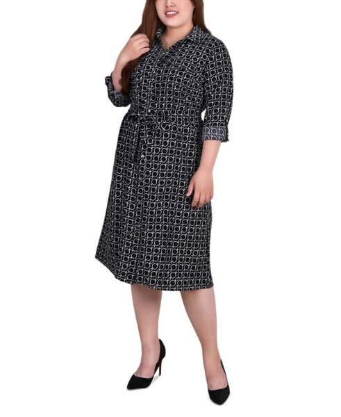 Plus Size Printed Shirt Dress