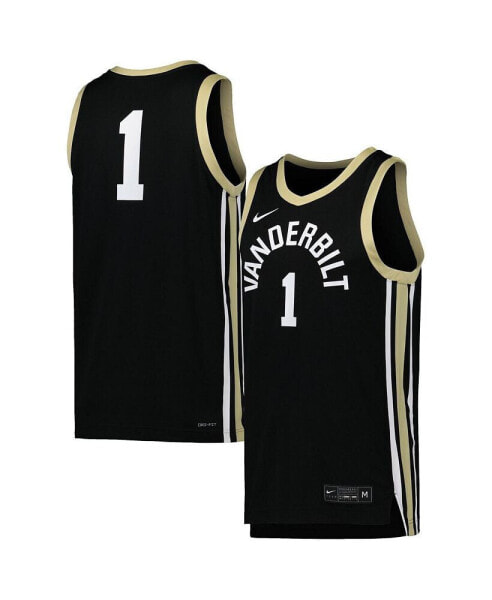 Men's #1 Black Vanderbilt Commodores Replica Basketball Jersey