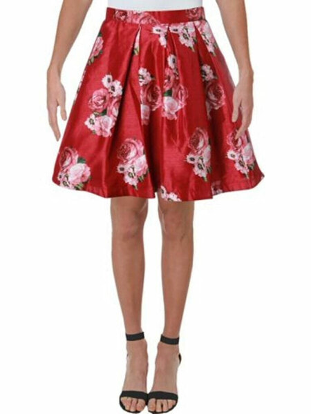 Sequin Hearts Women's Juniors Floral Mini A-Line Skirt Wine Blush 3