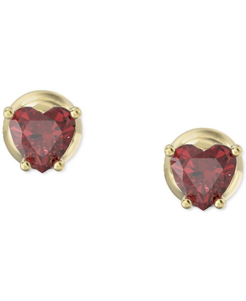 Gold-Tone Crystal Heart Stud Earrings