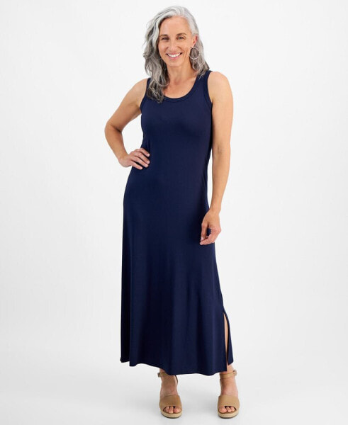Petite Sleeveless Side Slit Knit Maxi Dress, Created for Macy's