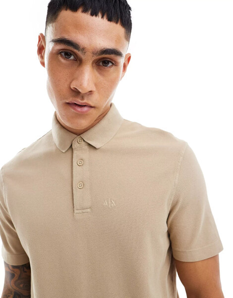 Armani Exchange tonal logo regular fit polo in beige