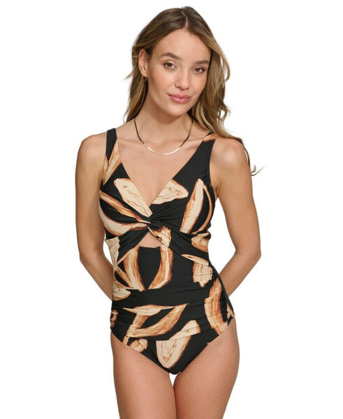 Women's Shirred Keyhole Detail One-Piece Swimsuit