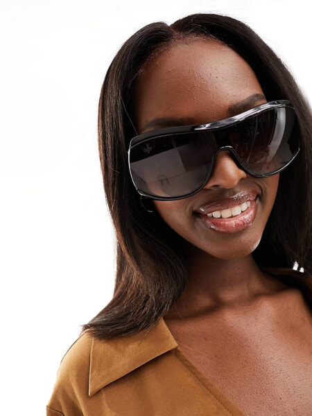 Jeepers Peepers oversized wrap sunglasses in brown