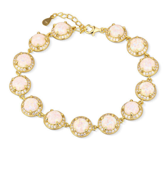 Beautiful gold-plated bracelet with synthetic opals SVLB0412SH2OG17