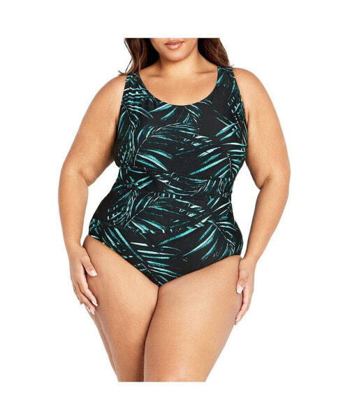 Plus Size Tropics Print 1 Piece