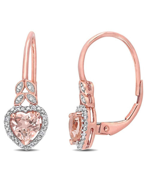 Morganite (1 ct. t.w.) and Diamond Accent Heart Earrings in 10k Rose Gold