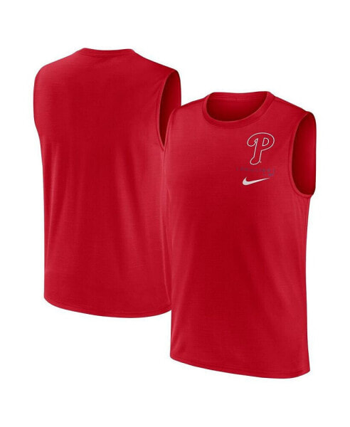 Men's Red Philadelphia Phillies Large Logo Muscle Tank Top