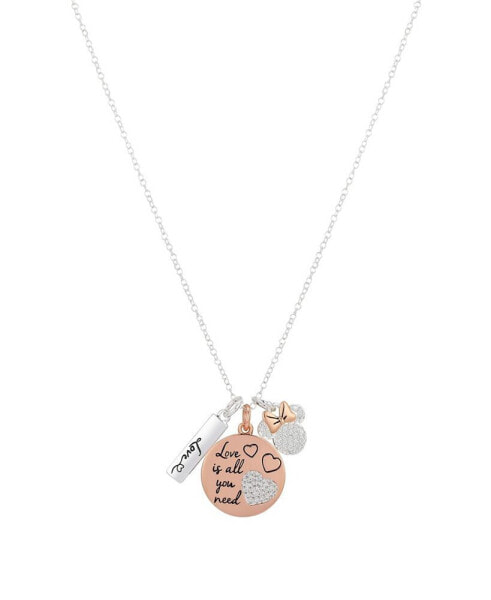 Cubic Zirconia Minnie Mouse Charm Necklace (0.01 ct. t.w.) in 14K Rose Gold Flash Plated