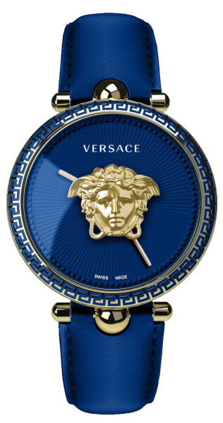 Versace Damen Armbanduhr PALAZZO 39 mm Leder Armband blau VECO021 22