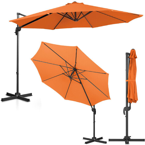 Садовый зонт Uniprodo модель UNI_UMBRELLA_2R300OR_N (округлый, подвесной, поворотный) - полиэстер, алюминий, сталь, 300 см, оранжевый