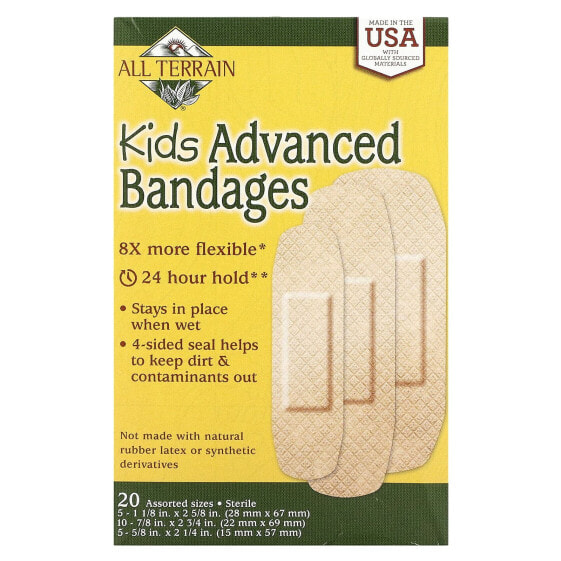 Kids Advanced Bandages, Assorted Sizes, 20 Bandages