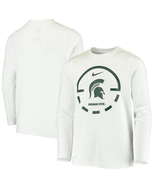 Big Boys White Michigan State Spartans Basketball Legend Performance Long Sleeve T-shirt