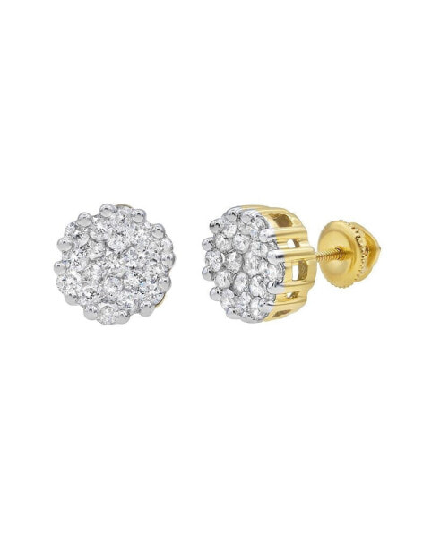 Round Cut Natural Certified Diamond (0.71 cttw) 14k Yellow Gold Earrings Chic Stud Design