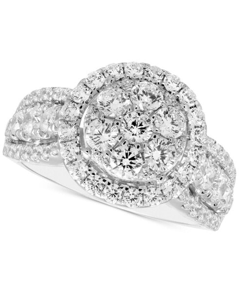 Diamond Halo Cluster Ring (2 ct. t.w.) in 14k White Gold