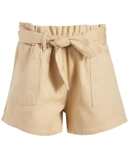 Big Girls Tie-Belt Cotton Twill Shorts