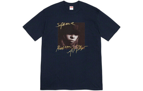 Supreme FW19 Week 1 Mary J. Blige Tee Sulfer 人物短袖T恤 男女同款 海军蓝 送礼推荐 / Футболка Supreme FW19 Week 1 Mary J. Blige Tee Sulfer T SUP-FW19-240