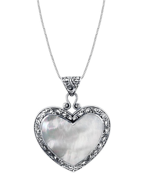 Macy's mother-of-Pearl Heart 18" Pendant Necklace in Sterling Silver
