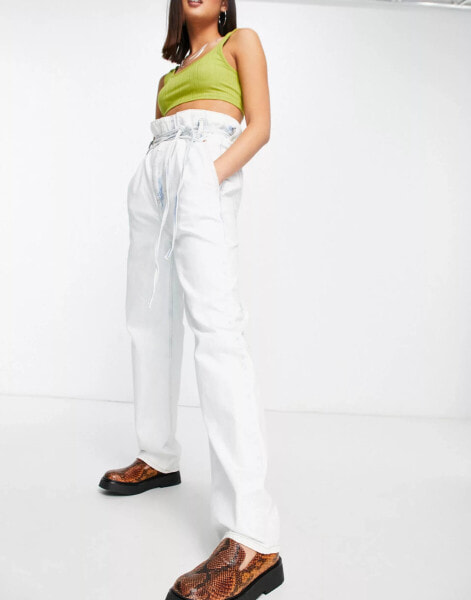 Topshop high-waist wide leg Dad jeans in super bleach