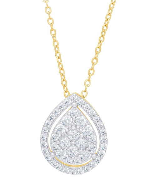 Macy's cubic Zirconia Pear Necklace in Fine Gold Plate or Fine Silver Plate