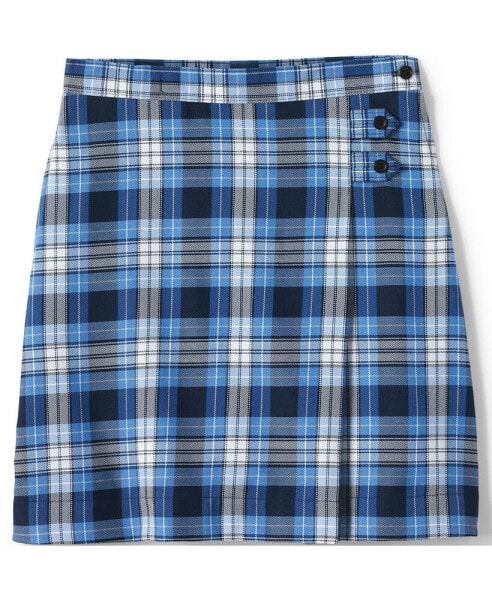 Big Girls School Uniform Slim Plaid A-line Skirt Below the Knee