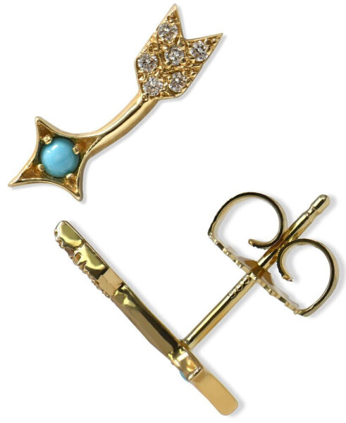 Jac+Jo by Anzie Turquoise & Diamond (3/5 ct. t.w.) Arrow Ear Climbers in 14k Gold