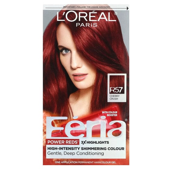 Feria, Power Red, High-Intensity Shimmering Colour, R57 Cherry Crush, 1 Application