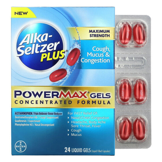 Cough, Mucus & Congestion PowerMax Gels, Maximum Strength, 24 Liquid Gels