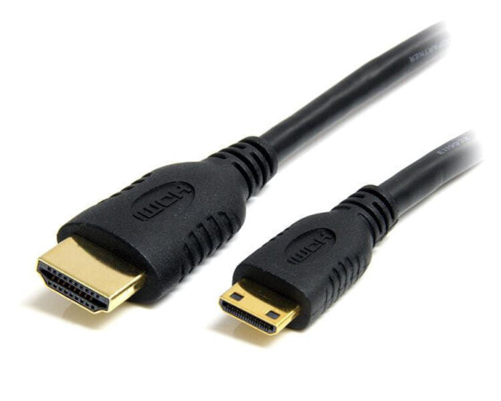 Кабель HDMI Startech.com 50 см Mini HDMI to HDMI с Ethernet - 4K 30 Гц - это адаптер Mini HDMI to HDMI - для устройств Mini HDMI Type-C к монитору/дисплею HDMI - прочный видео-конвертерный шнур - 0.5 м - HDMI тип А (стандартный) - HDMI тип C (мини) - 3D - канал возврата аудиосигнала.
