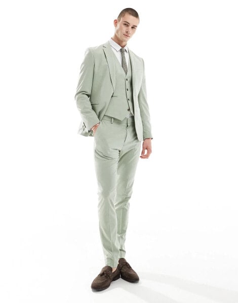 ASOS DESIGN skinny suit trouser in sage