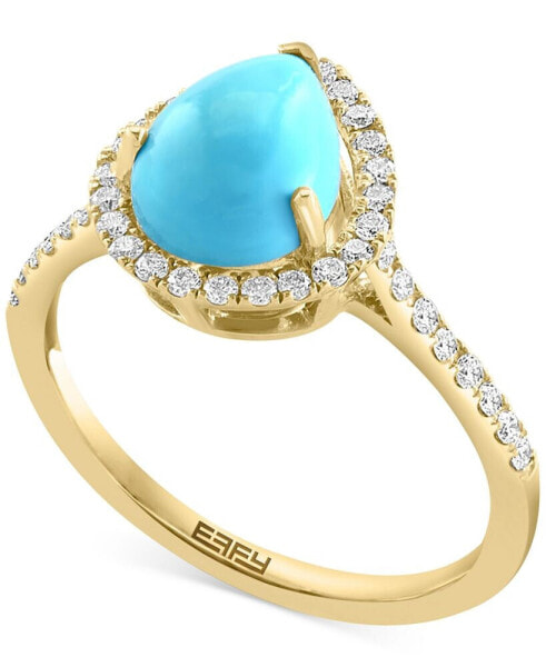 EFFY® Turquoise & Diamond (1/4 ct. t.w.) Halo Ring in 14k Gold