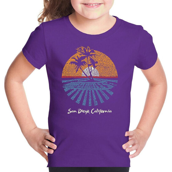 Big Girl's Word Art T-shirt - Cities In San Diego