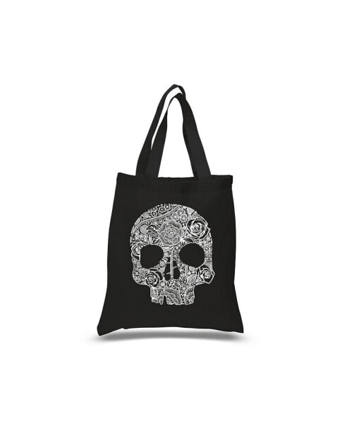 Flower Skull - Small Word Art Tote Bag