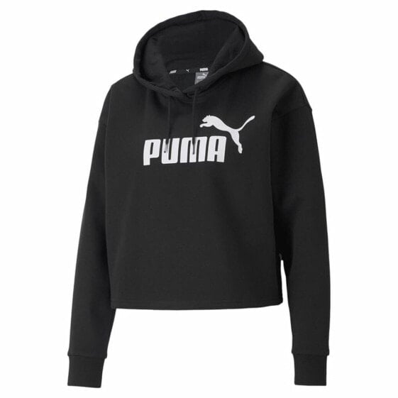 Толстовка с капюшоном женская Puma Essentials Cropped Logo Чёрный