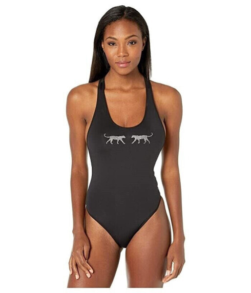 Ultracor Panther Swarovski Black scoop Swimsuit size XS 256206