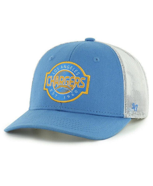 Youth Boys and Girls Powder Blue, White Los Angeles Chargers Scramble Adjustable Trucker Hat