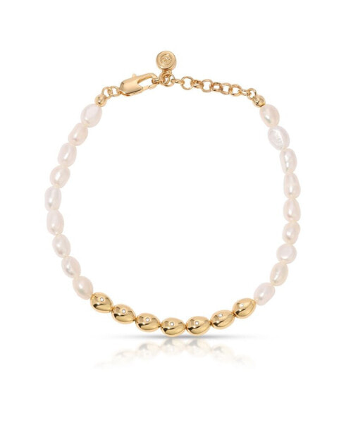 Freshwater Pearl Polished Pebble Beaded Bracelet