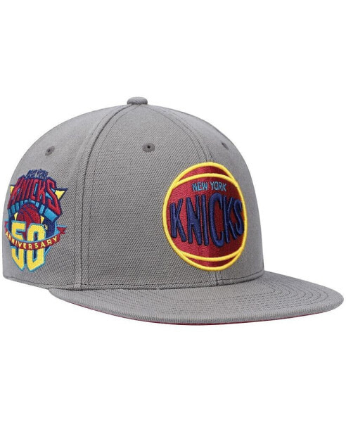 Men's Charcoal New York Knicks Hardwood Classics 50th Anniversary Carbon Cabernet Fitted Hat