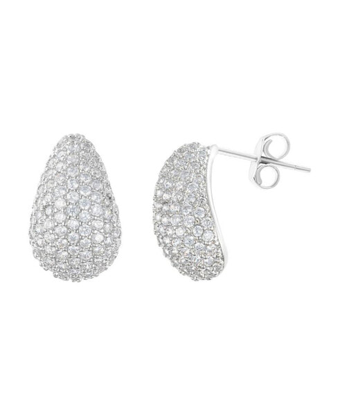 Silver Crystal Teardrop Pave Earrings